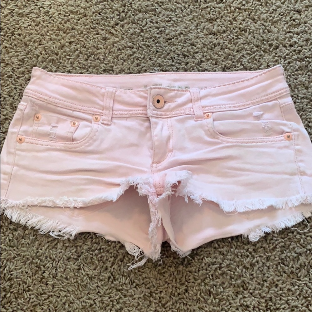 pink jean shorts